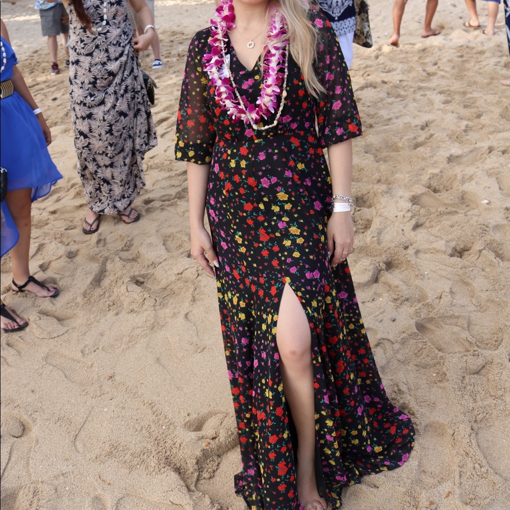 Eva Mendes Floral Maxi Dress
